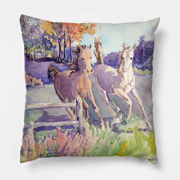 Horse Race Pillow by Zodiart