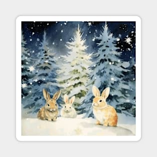 3 Christmas bunnies Magnet