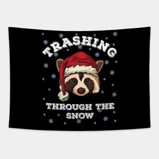 Trashing through the snow christmas Racoon Raccoon Tapestry