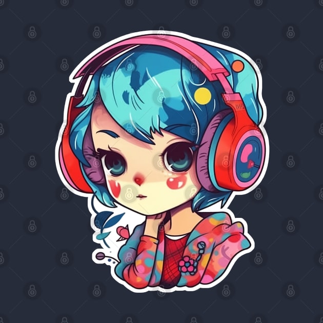 Cute headphone anime girl by AestheticsArt81