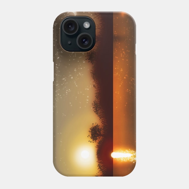 Moon Golden Sunset Water Phone Case by saradaboru