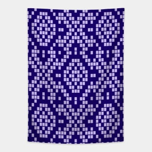 Grid Paper White Geometric Pattern Vector Art Blue Accent Tapestry