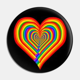 Repeating Rainbow Heart Shaped Echo Pin