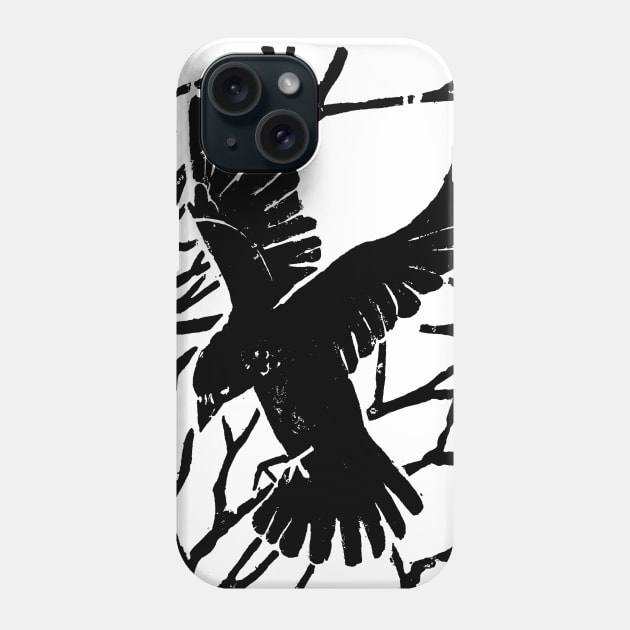 Crow Woodblock Phone Case by jackraken