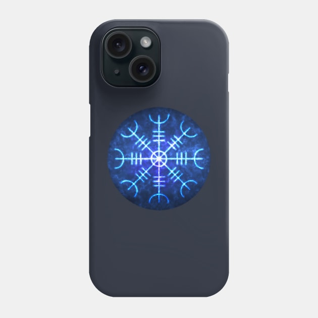 Helm of Awe Sigil, Icelandic Magical Stave Wrought in Ice Fire Phone Case by SolarCross