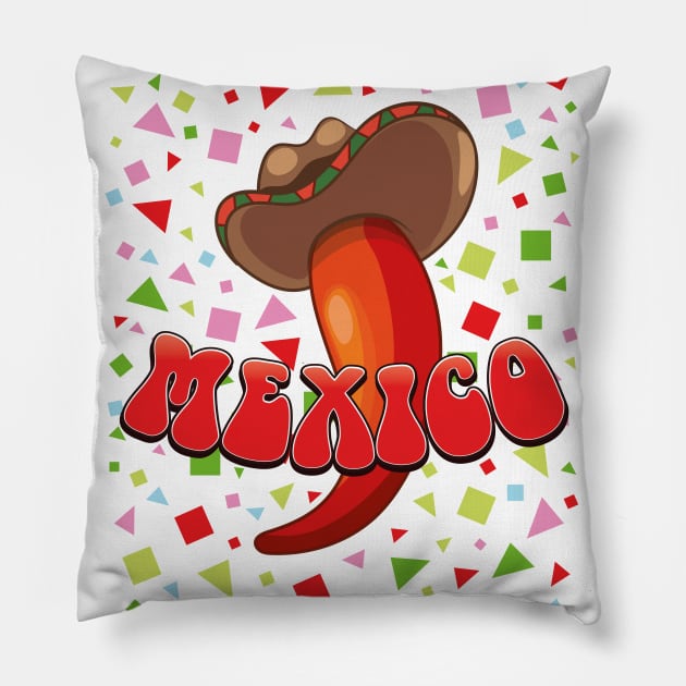 Mexico Chilli Pepper Pillow by nickemporium1