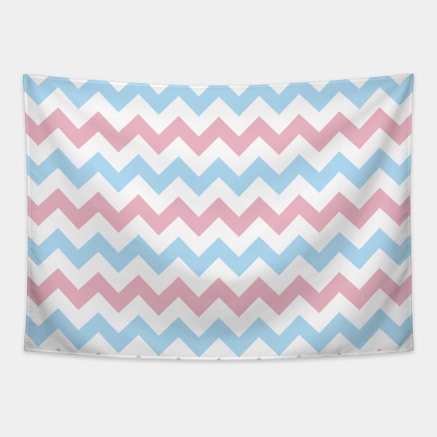 Zigzag Pattern, Chevron Pattern, Blue, Pink Tapestry by Jelena Dunčević