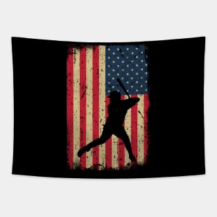 USA American Flag Baseball Player Tapestry