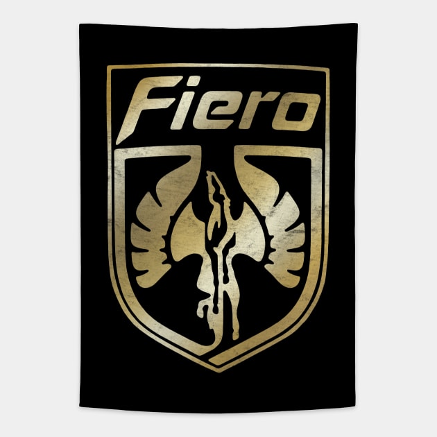 Gold Pontiac Fiero Logo Tapestry by Turboglyde