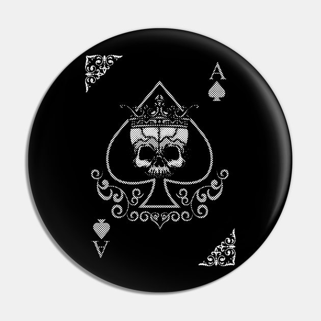 Ace of Spades with Crowned Skull Heavy Metal Song Title Pin by Hallowed Be They Merch