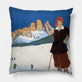 Cortina d'Ampezzo Italy Vintage Poster 1923 Pillow