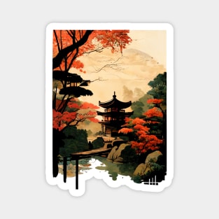 Traditional Japanese Temple Garden Landscape Magnet