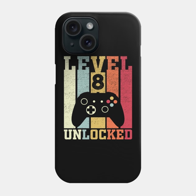 Level 8 Unlocked Funny Video Gamer 8th Birthday Gift Phone Case by DragonTees