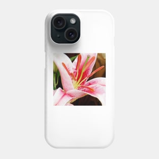 Macro Pink and White Lilly Flower in the Garden Phone Case