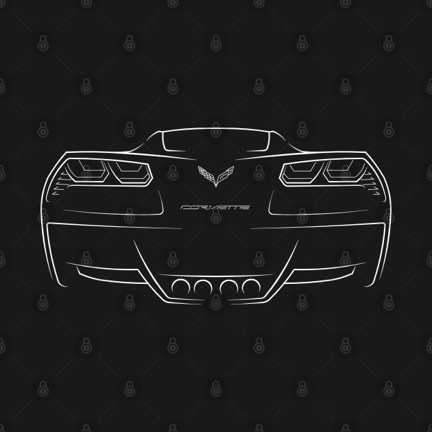 front/back Chevy Corvette C7 - stencil, white by mal_photography