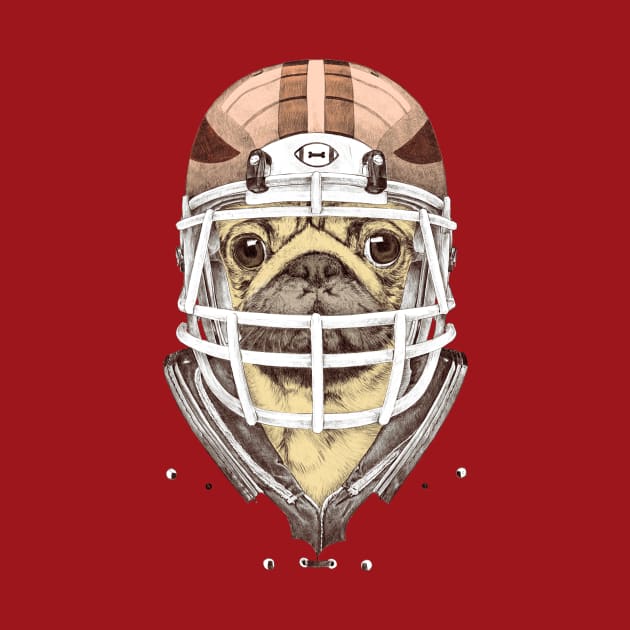 American Pug Football Yellow by ronnkools