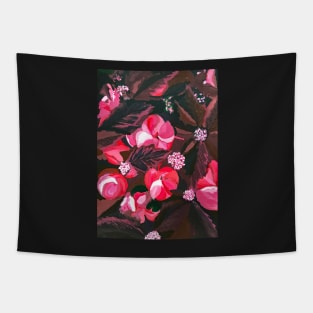 Luxurious Burgundy Leaves with Dark Millennial Pink Flowers and Pink Spine Notebook Tapestry