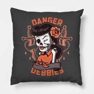 Cool Vintage "Danger Debbies" Rockabilly Pillow