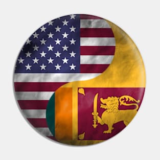 USA and Sri Lanka Dual Flag Yin Yang Combination Pin