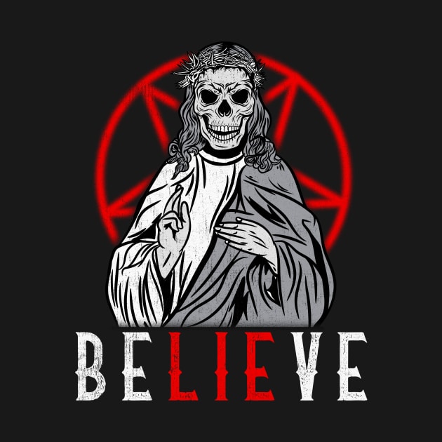 Believe in Satan T-Shirt Satanic Skull by biNutz