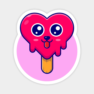 Cute Ice Cream And Cute Popsicle Cartoon Vector Icon Illustration Magnet