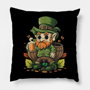 Cowboy gnome having beer Pillow