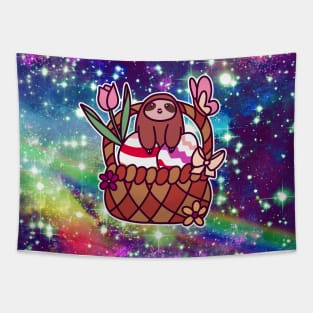 Easter Basket Sloth - Rainbow Space Tapestry