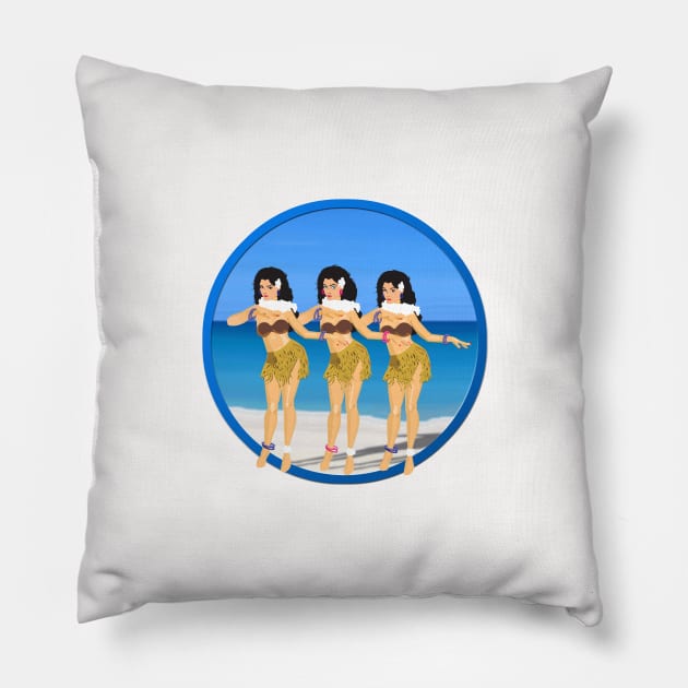 Hulas on Beach Pillow by PauHanaDesign