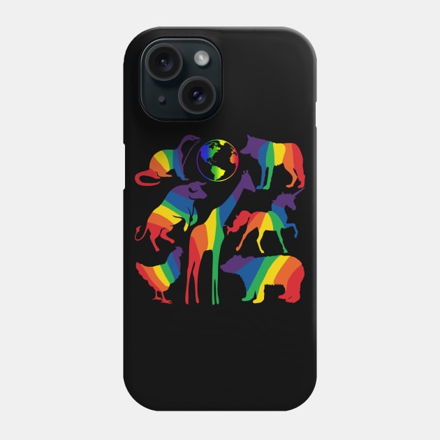 Rainbow Animals Sticker Pack & All Over Print Phone Case by Slightly Unhinged