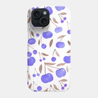 Watercolor cherries pattern - very peri Phone Case