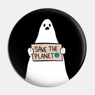 Climate change Ghost Halloween Pin