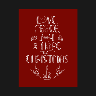 Christmas Greetings Word Art on Red T-Shirt