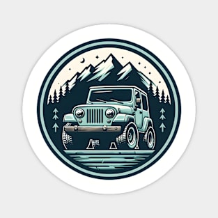 Jeep Wrangler In the Mountains Mint Green or Earl Color Magnet