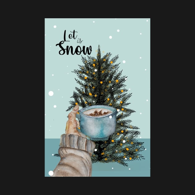 Christmas Cup of Coffee Postcard by Miladrawcolors