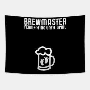 Pregnancy Announcement Shirt Beer Due Date in April 2020 Tapestry