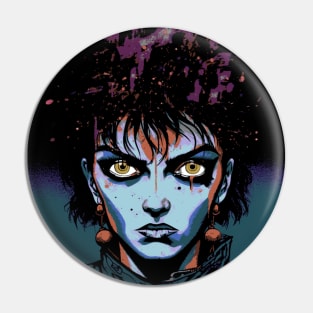 Blue Grunge Girl Pin