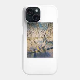 Winter tree in snowy landscape watercolour painting Phone Case