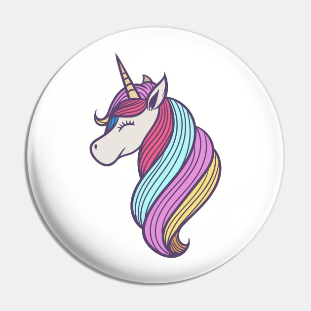 Cute White Unicorn Design Pin by PinkCrushed