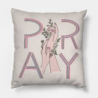 Pray Praying Hands Boho Flowers Pillow