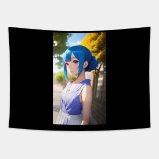 Anime Girl With Blue Hair 03 Tapestry