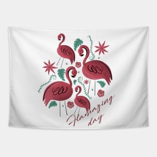 Flamazing day pink flamingos Tapestry