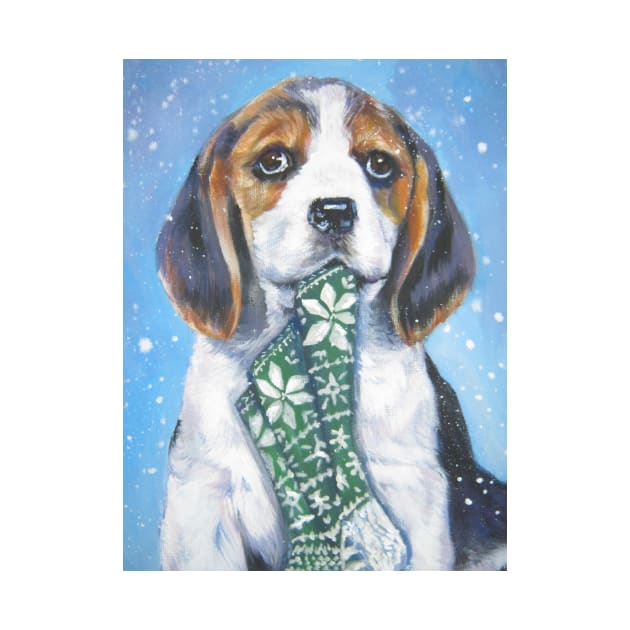 Beagle Christmas Fine Art Painting by LASHEPARD