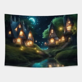 Magical Fantasy Forest At Night Tapestry