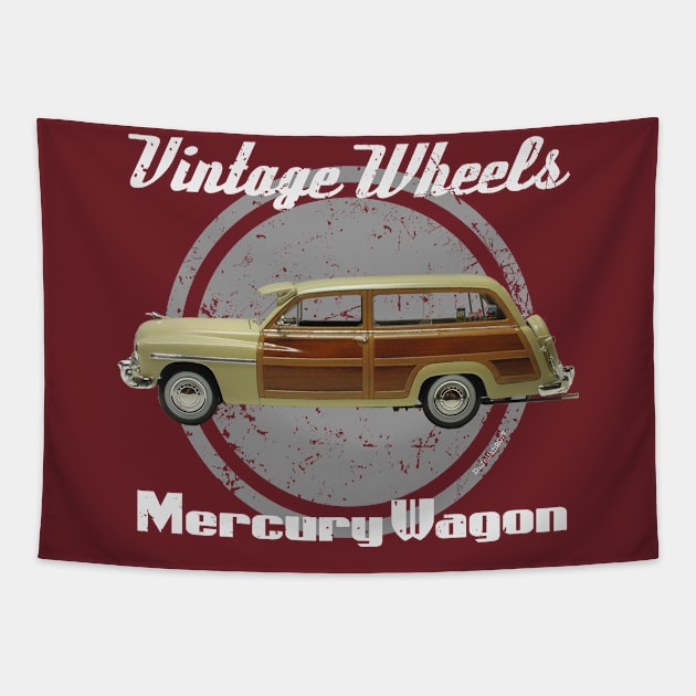 Vintage Wheels - Mercury Wagon Tapestry by DaJellah