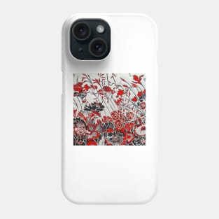 Red Geranium Woodcut Phone Case