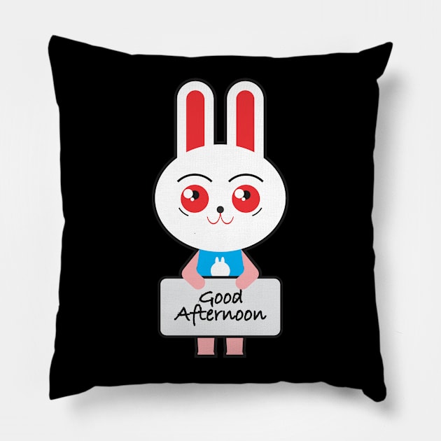 Good Afternoon Rabbit Pillow by Rohman1610