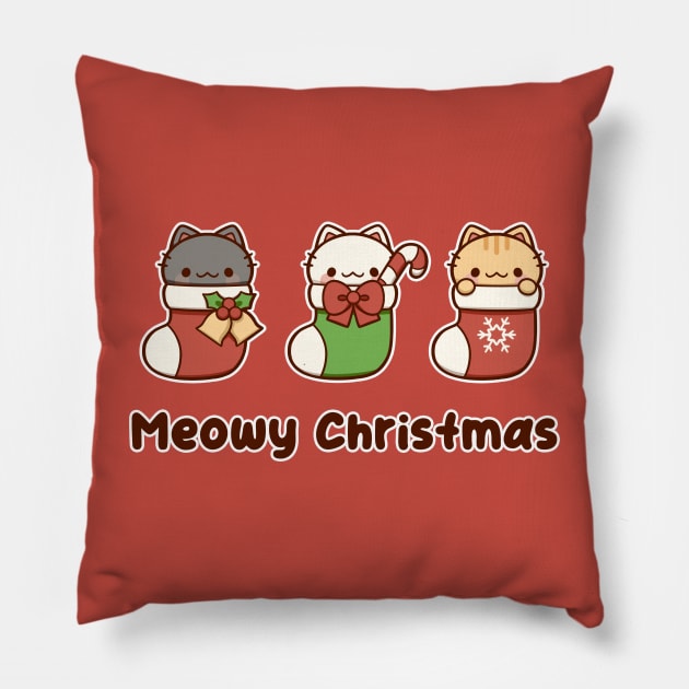 "Meowy Christmas" | Holiday Pillow by KiiroiKat