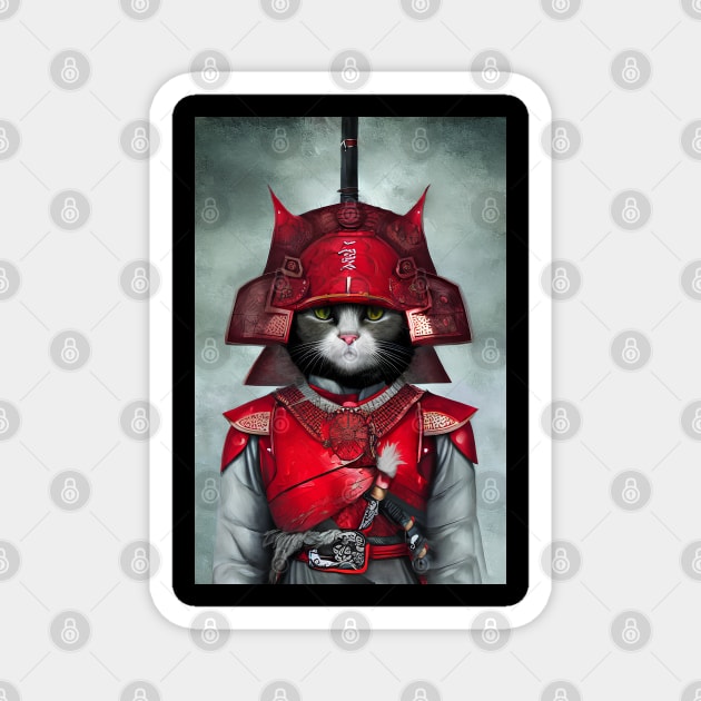 Samurai Cat Warrior Magnet by ArtisticCorner