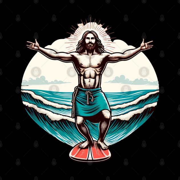 Funny Jesus Christ Surfing by TomFrontierArt