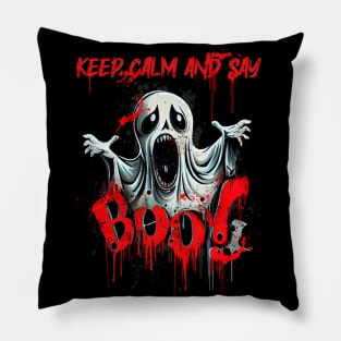 Keep calm and say Boo - black Pillow